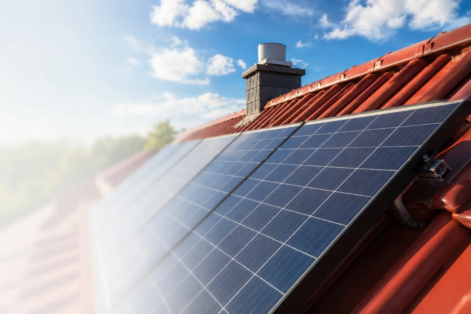 Fotovoltaické panely na střeše rodinného domu